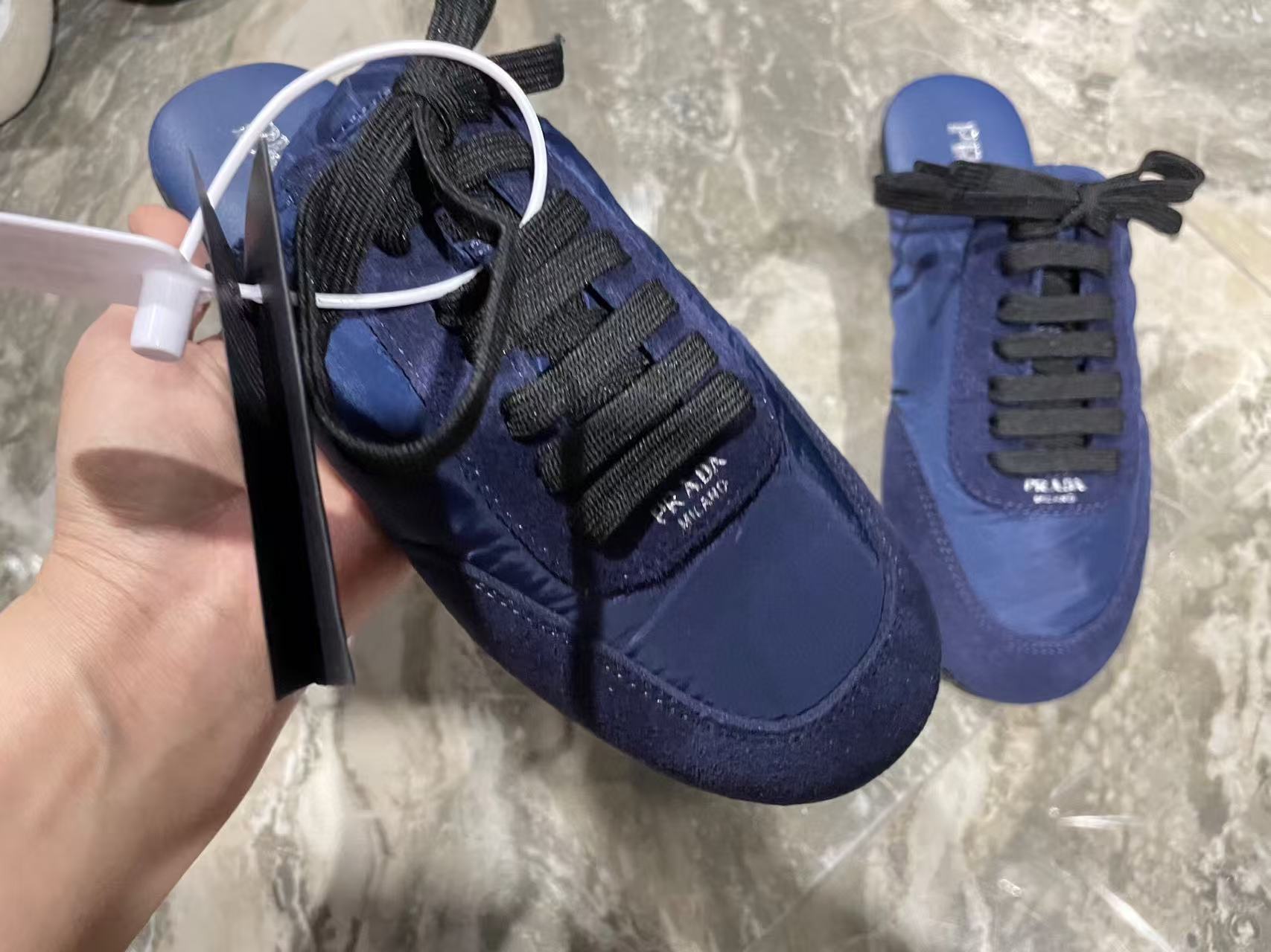 PRA 26S Mule Sneaker Dark Blue Suede Canvas