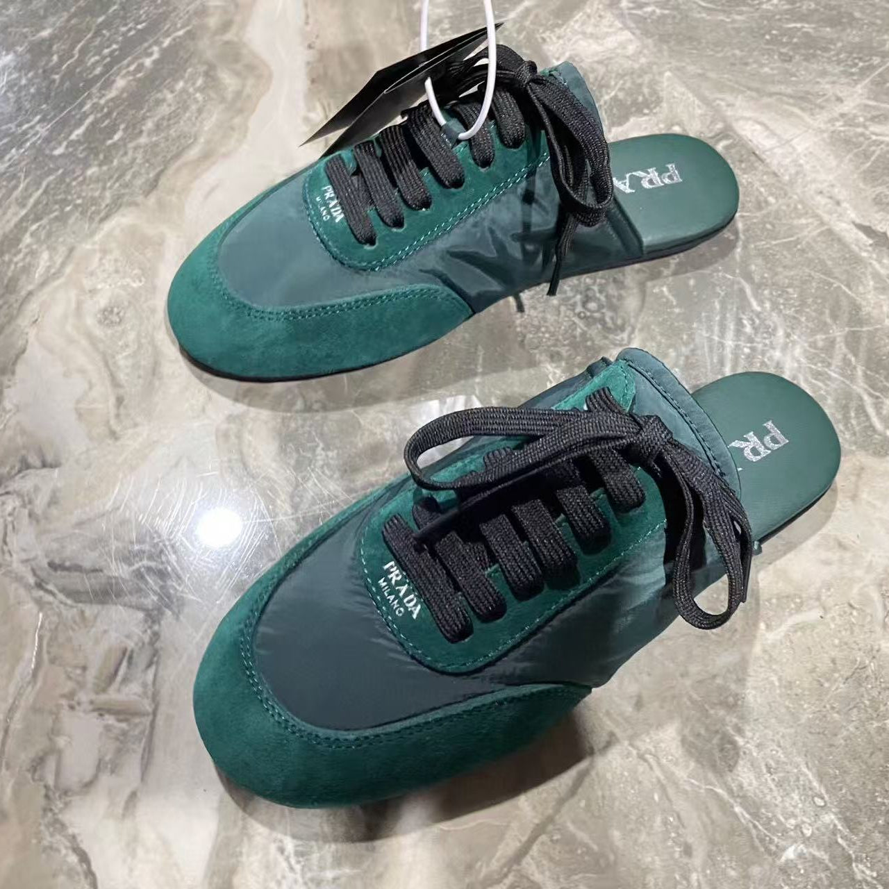 PRA 26S Mule Sneaker Teal Green Suede Canvas