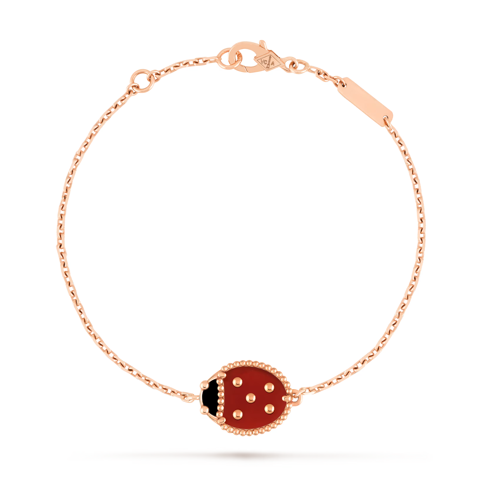 Lucky Spring bracelet, closed wings ladybug, onyx, carnelian