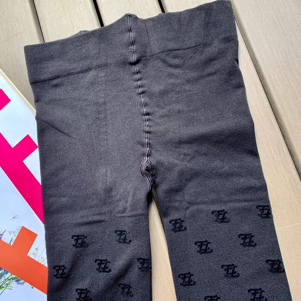 Fendi wave FF logo pantyhose black thickened flocking velvet