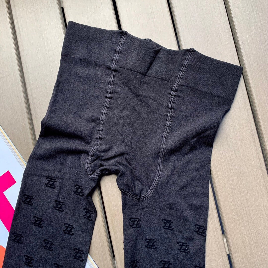 Fendi wave FF logo pantyhose black thickened flocking velvet