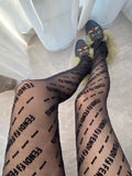 Fendi haute couture 3D letter black flocked pantyhose