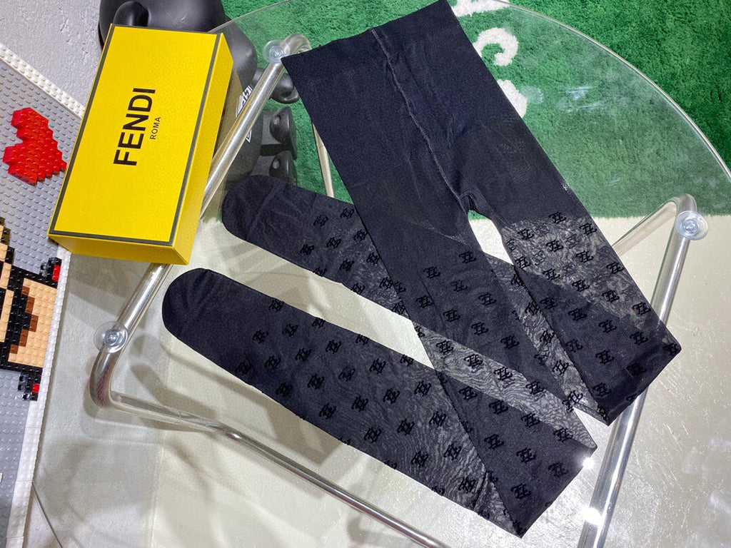 Fendi FF wave-patterned flocked pantyhose