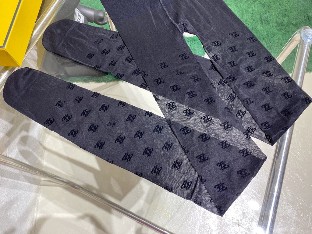 Fendi FF wave-patterned flocked pantyhose