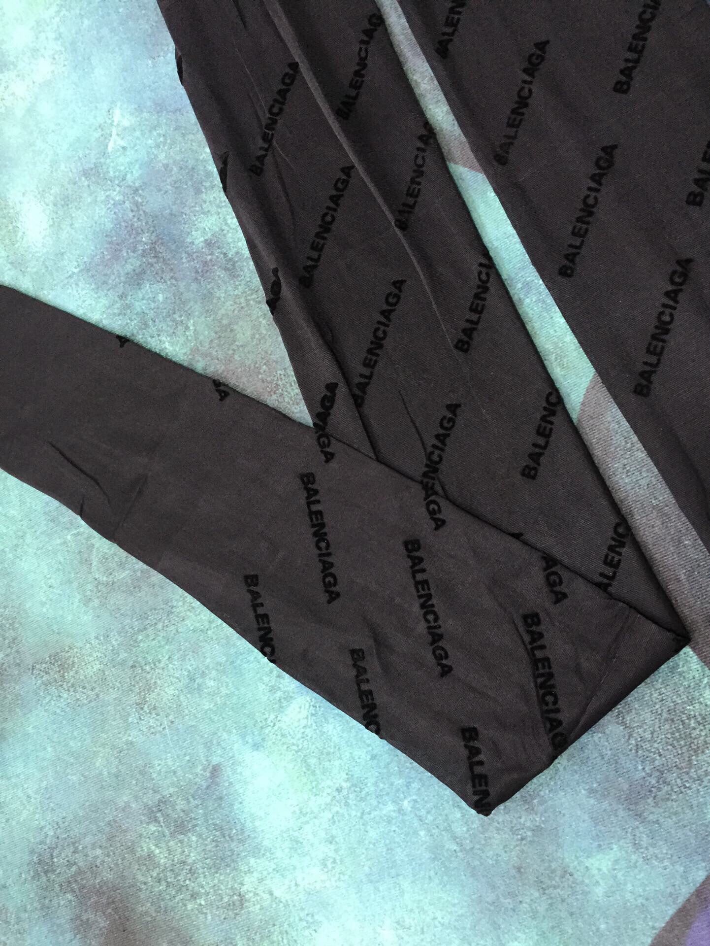 Balenciaga haute couture version all-over logo flocked sexy slimming black pantyhose