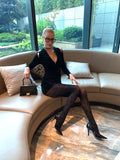 Fendi thickened wave FF logo flocked black pantyhose