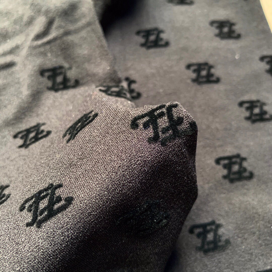 Fendi thickened wave FF logo flocked black pantyhose