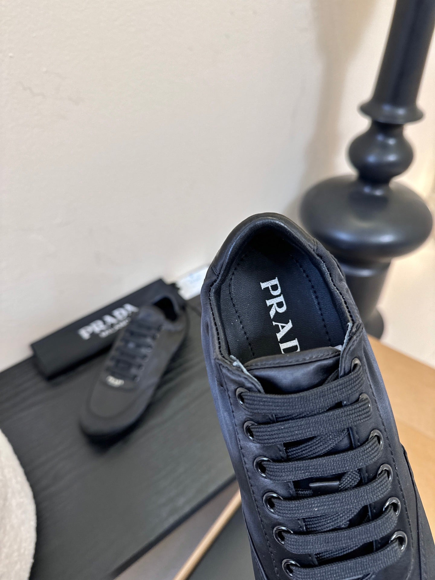 Prada Classic Retro Sneakers – Sport & Casual Style  Black in Sheepskin Fabric 580381