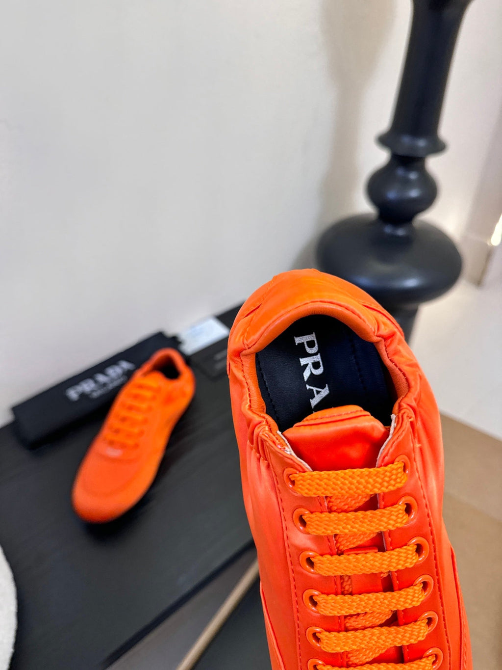 Prada Classic Retro Sneakers – Sport & Casual Style Orange in Sheepskin Fabric 580380