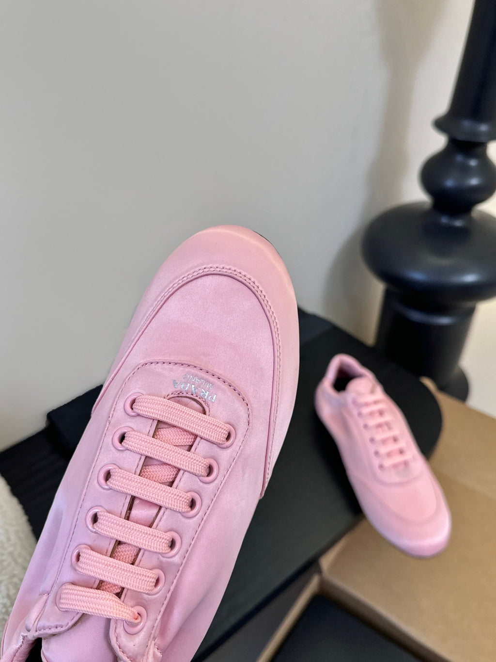 Prada Classic Retro Sneakers – Sport & Casual Style Pink in Sheepskin Fabric 580379