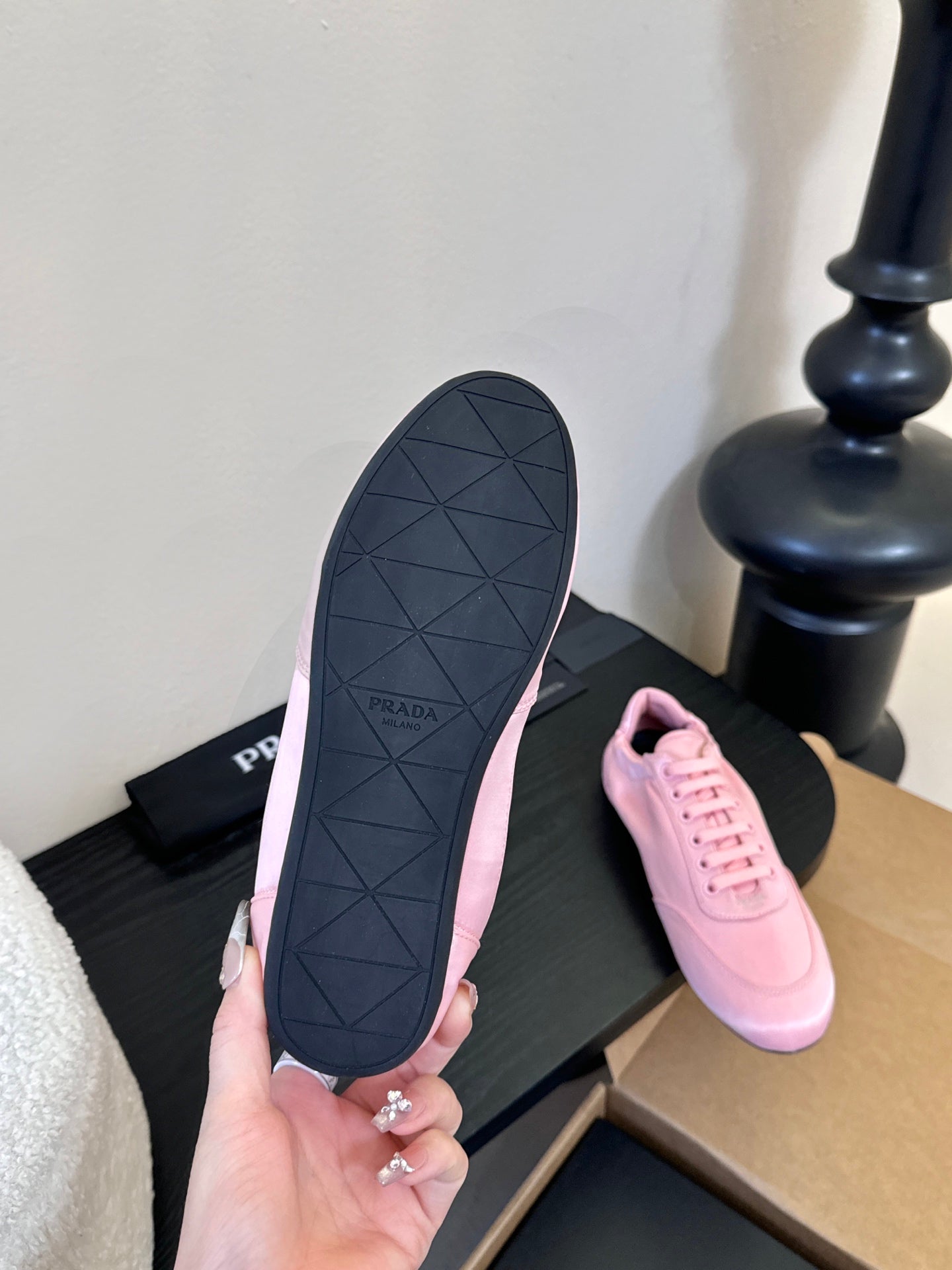 Prada Classic Retro Sneakers – Sport & Casual Style Pink in Sheepskin Fabric 580379