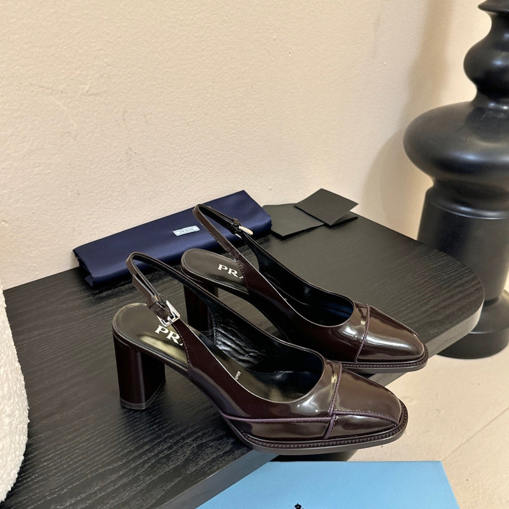PRADA New Slingback Pumps Dark Brown in Goatskin 580378