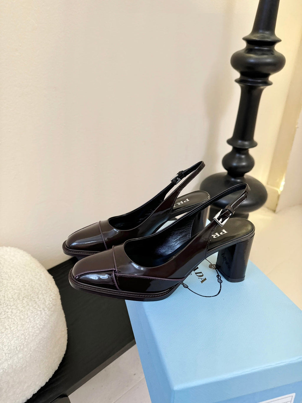 PRADA New Slingback Pumps Dark Brown in Goatskin 580378