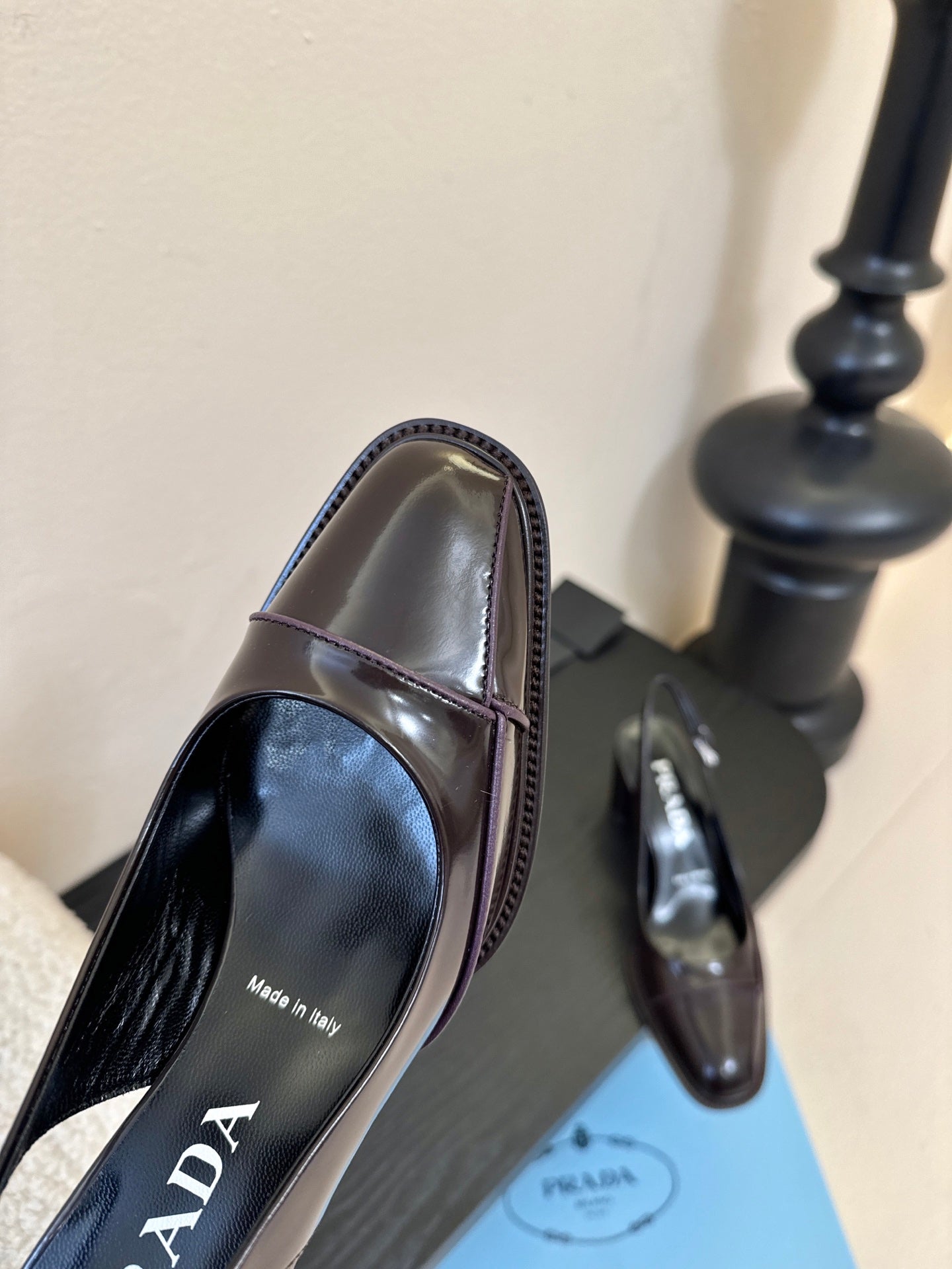 PRADA New Slingback Pumps Dark Brown in Goatskin 580378