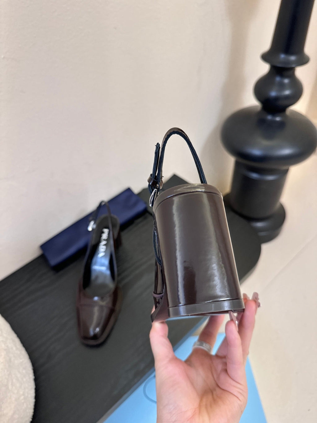 PRADA New Slingback Pumps Dark Brown in Goatskin 580378