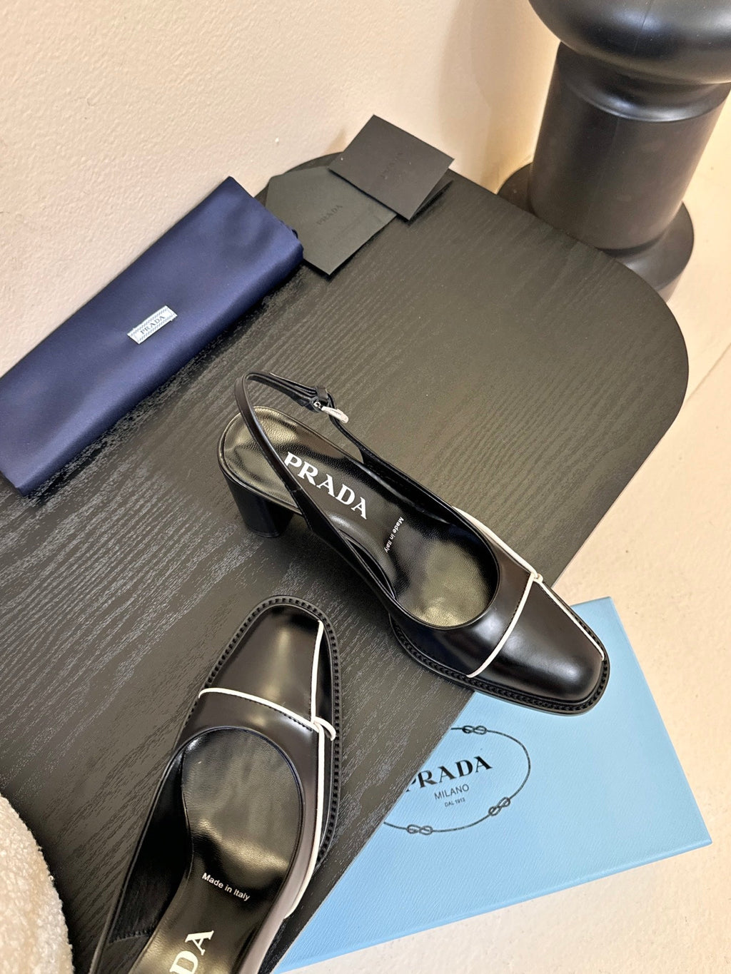 PRADA New Slingback Pumps Black in Goatskin 580377