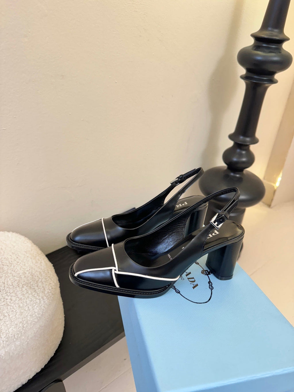 PRADA New Slingback Pumps Black in Goatskin 580377