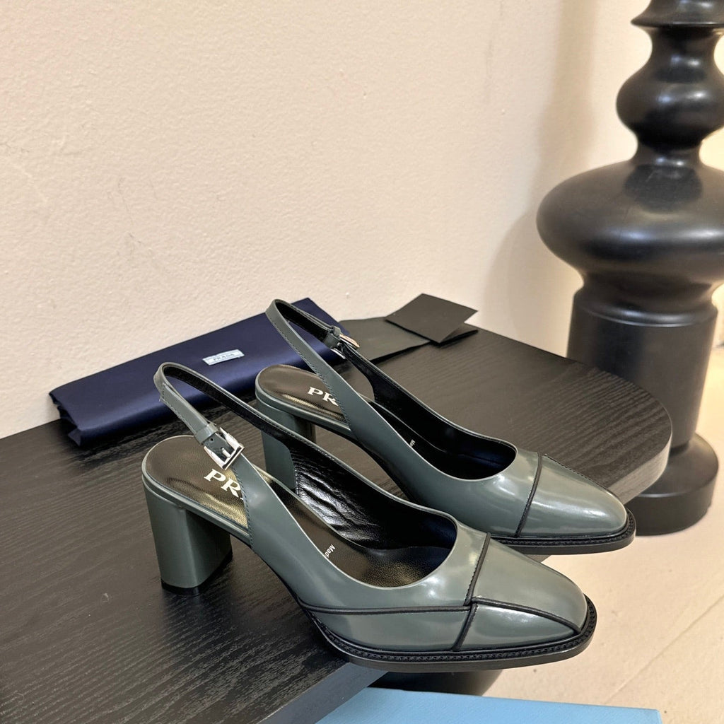 PRADA New Slingback Pumps Granite Gray in Goatskin 580376