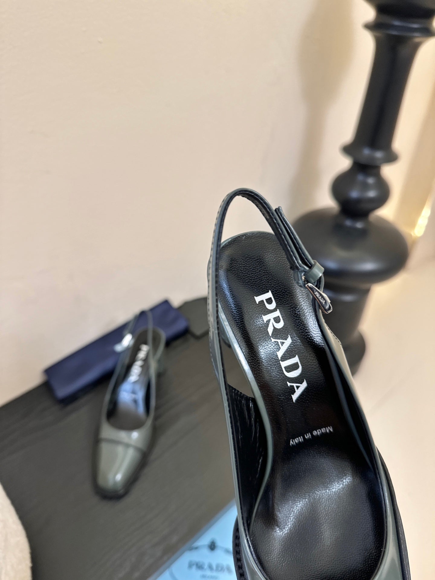 PRADA New Slingback Pumps Granite Gray in Goatskin 580376