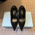 Prada 25ss Black Pointed Toe Low-Cut Heels in Suede 580371