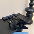 PRADA 25ss Retro Black Triangle Logo Pointed Toe Kitten Heel in Lambskin 580369