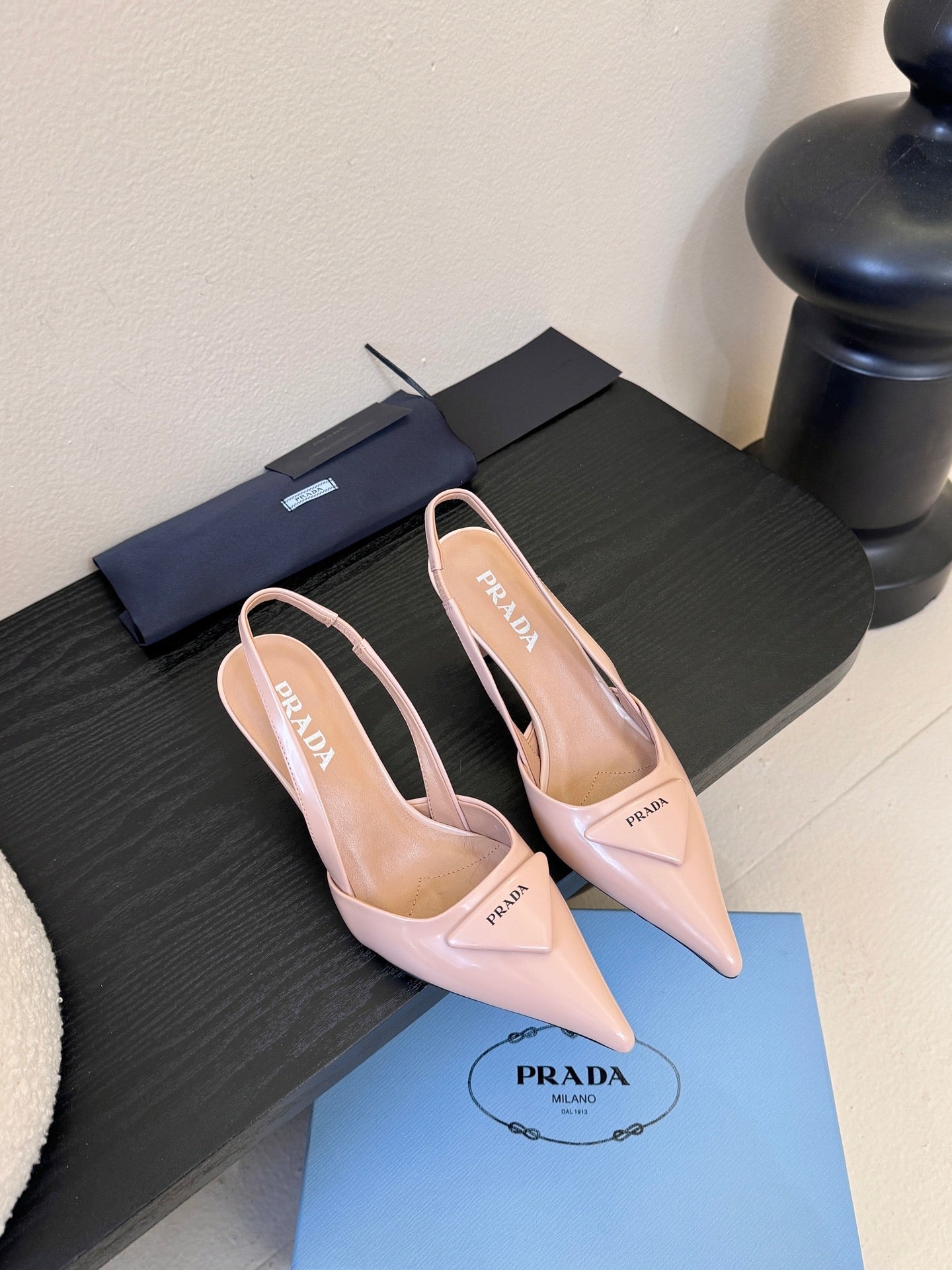 Prada Slingback Triangle-Logo Pumps 60mm Pink Lambskin 580366
