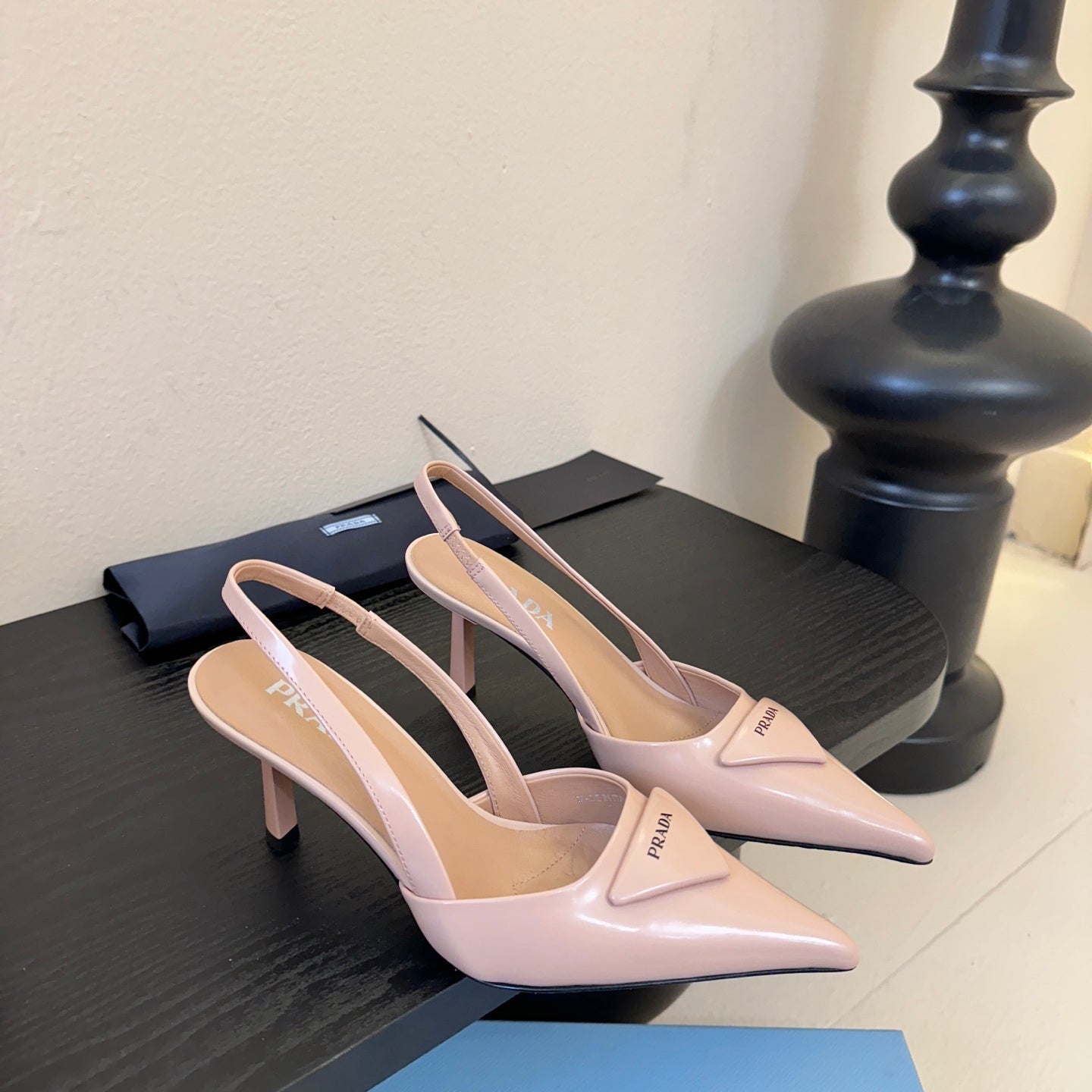 Prada Slingback Triangle-Logo Pumps 60mm Pink Lambskin 580366