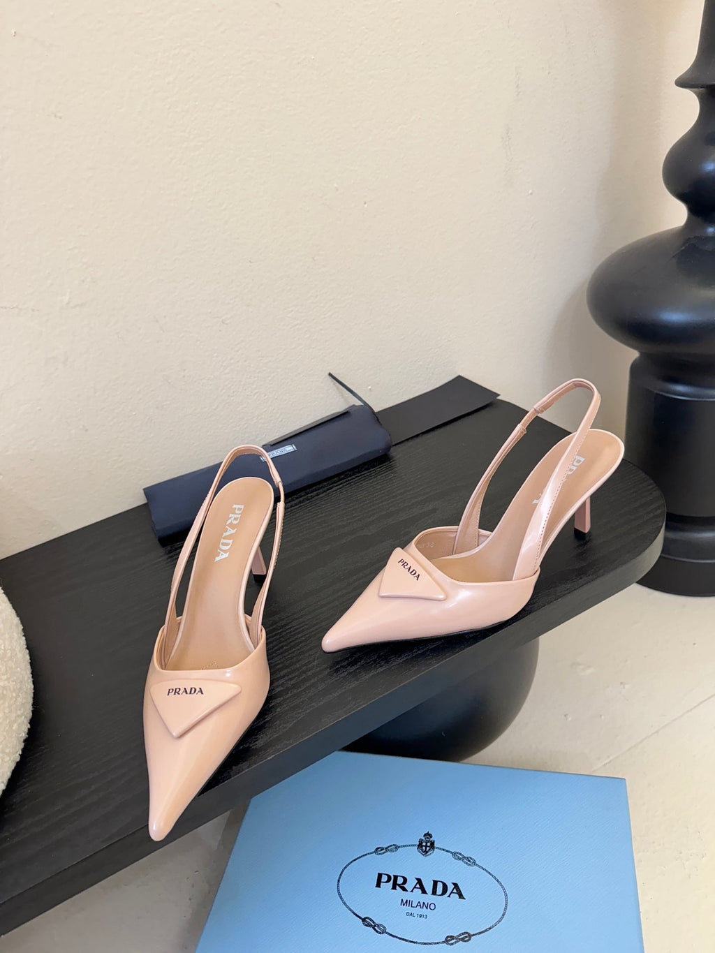 Prada Slingback Triangle-Logo Pumps 60mm Pink Lambskin 580366