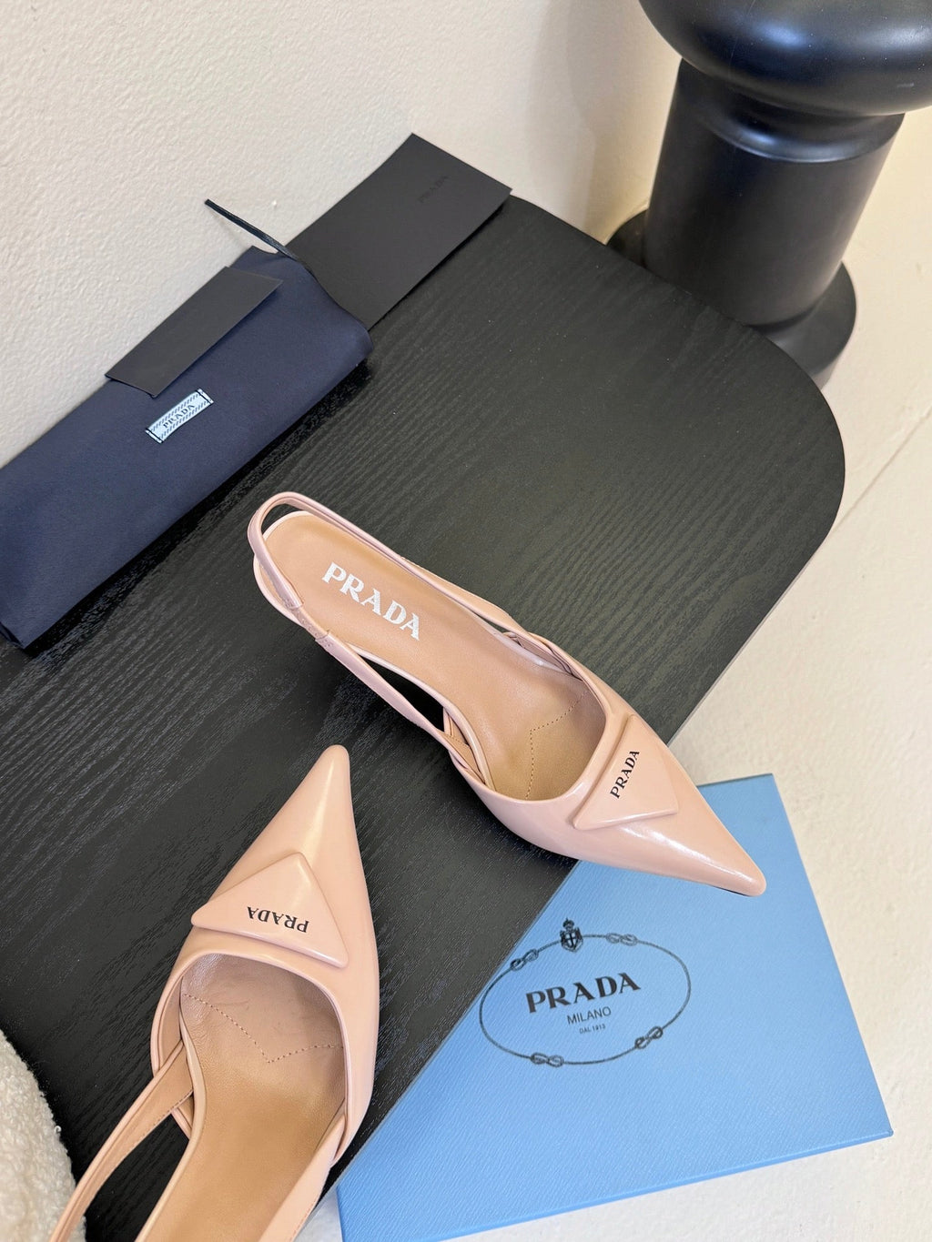 Prada Slingback Triangle-Logo Pumps 60mm Pink Lambskin 580366
