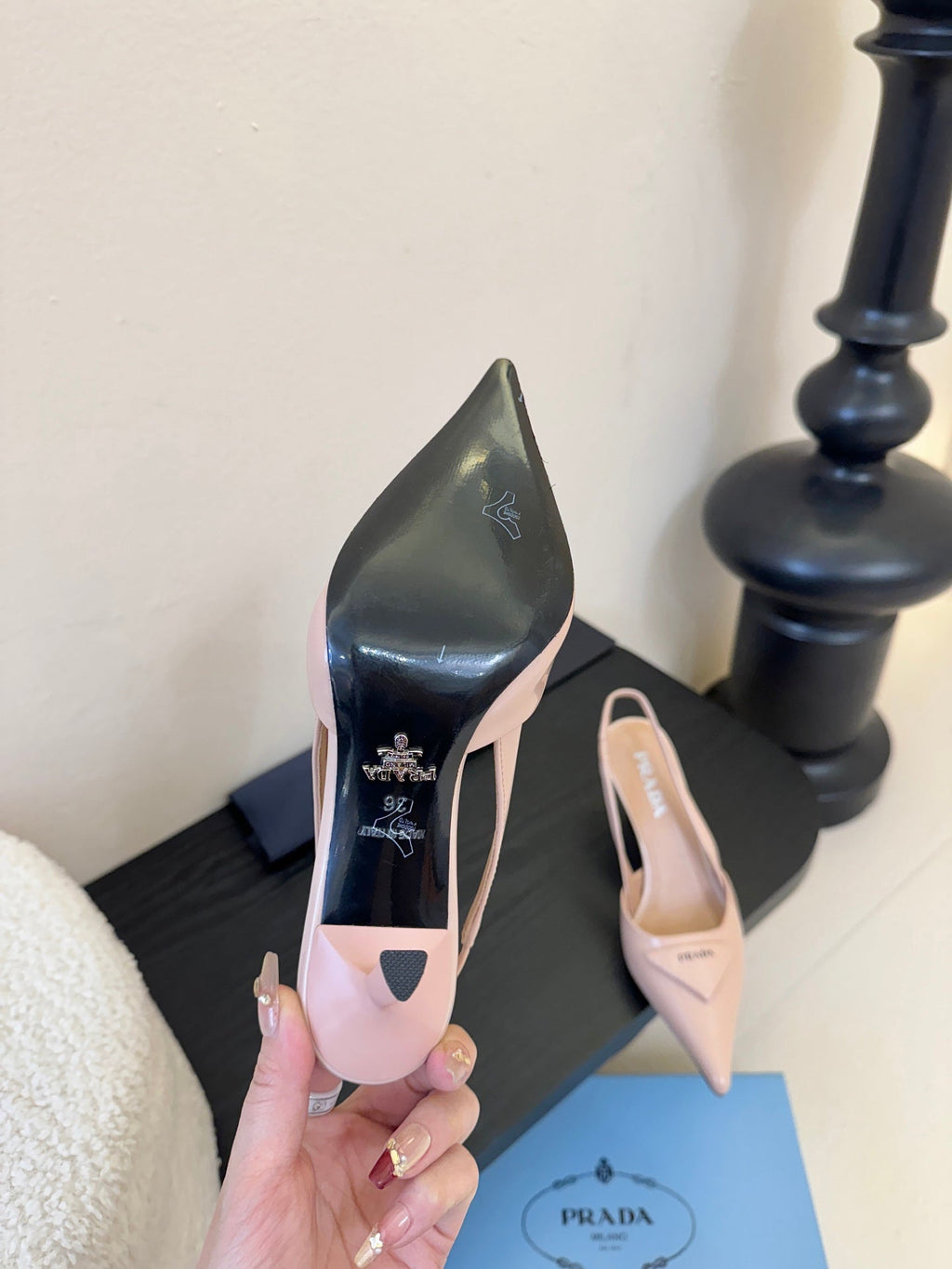 Prada Slingback Triangle-Logo Pumps 60mm Pink Lambskin 580366