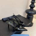 Prada Slingback Triangle-Logo Pumps 60mm Black Lambskin 580363