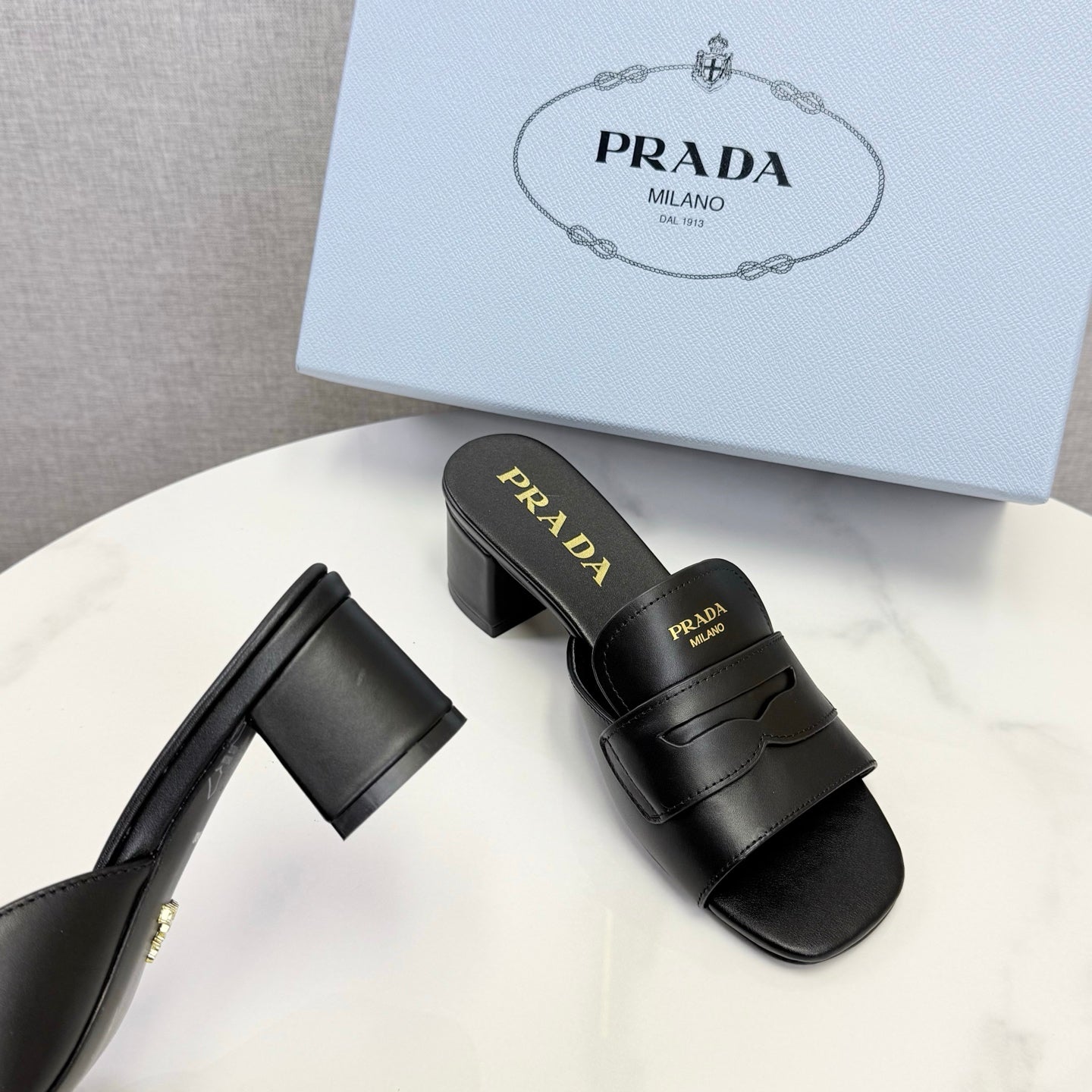 Prada Sandals 4.5cm Black Leather 639957