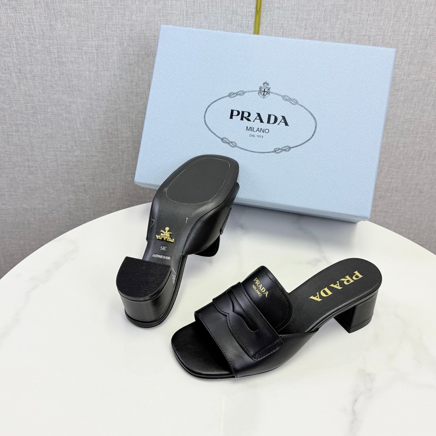 Prada Sandals 4.5cm Black Leather 639957