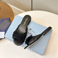 Pra Bow-Tie Stylish Flat Sandals Black in Lambskin 771281