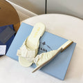 Pra Bow-Tie Stylish Flat Sandals Ivory in Lambskin 771280