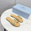 Prad 26ss Logo Slides Beige Cowhide Leather 904590