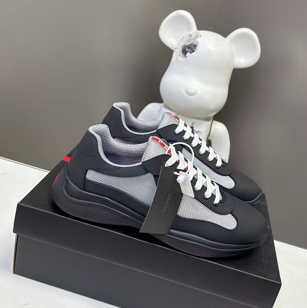 Prad America's Cup Logo Tag Sneakers Black Soft Rubber & Bike Fabric 951929
