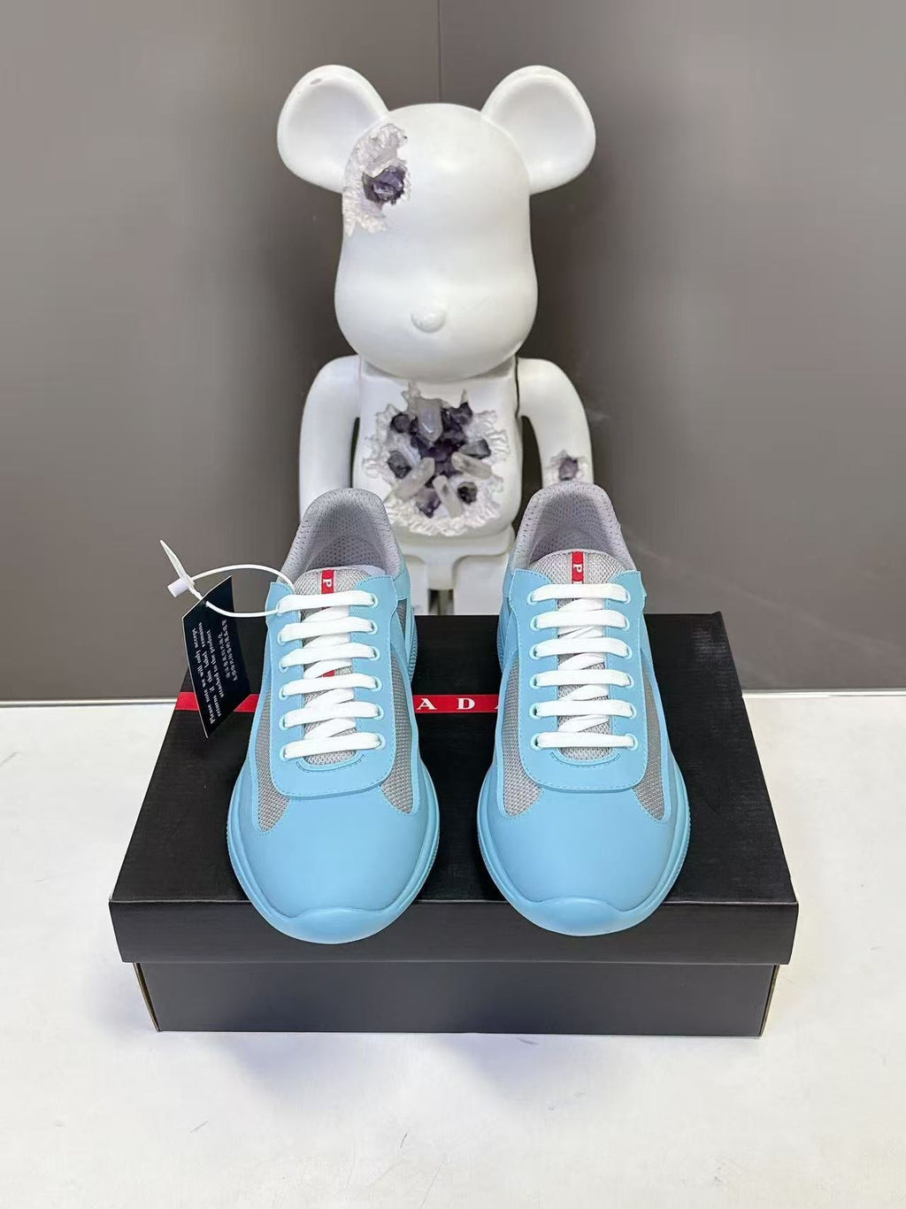 Prad America's Cup Logo Tag Sneakers Blue Soft Rubber & Bike Fabric 951926