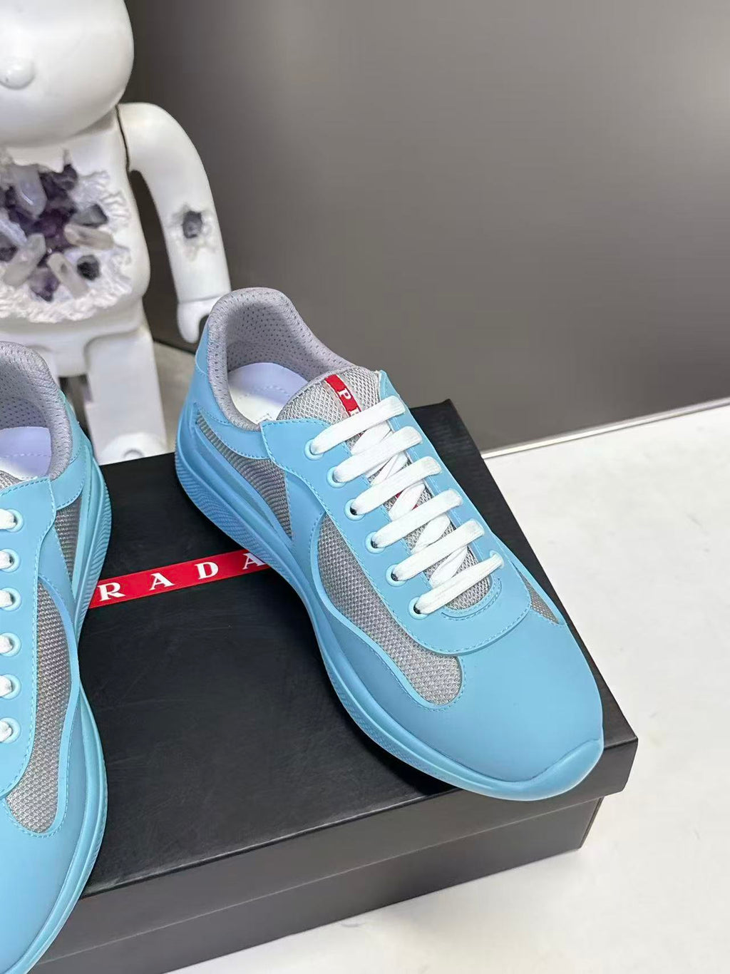 Prad America's Cup Logo Tag Sneakers Blue Soft Rubber & Bike Fabric 951926