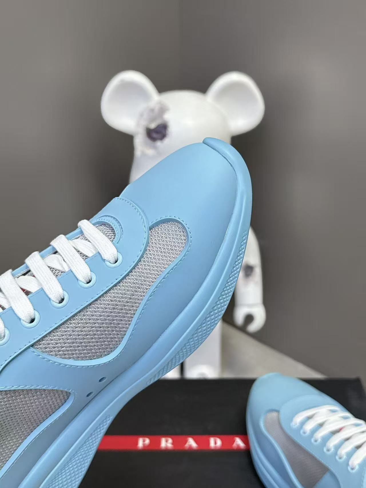 Prad America's Cup Logo Tag Sneakers Blue Soft Rubber & Bike Fabric 951926