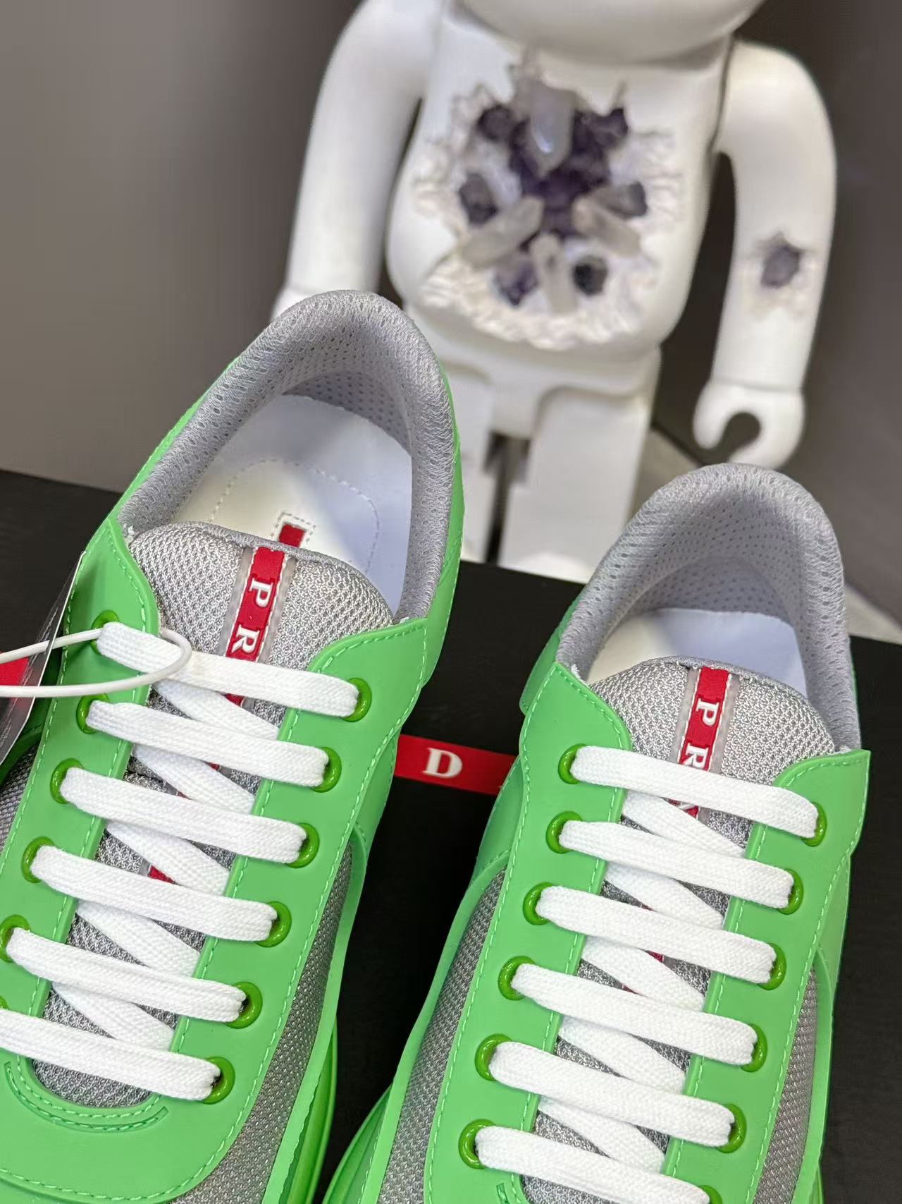 Prad America's Cup Logo Tag Sneakers Green Soft Rubber & Bike Fabric 951918
