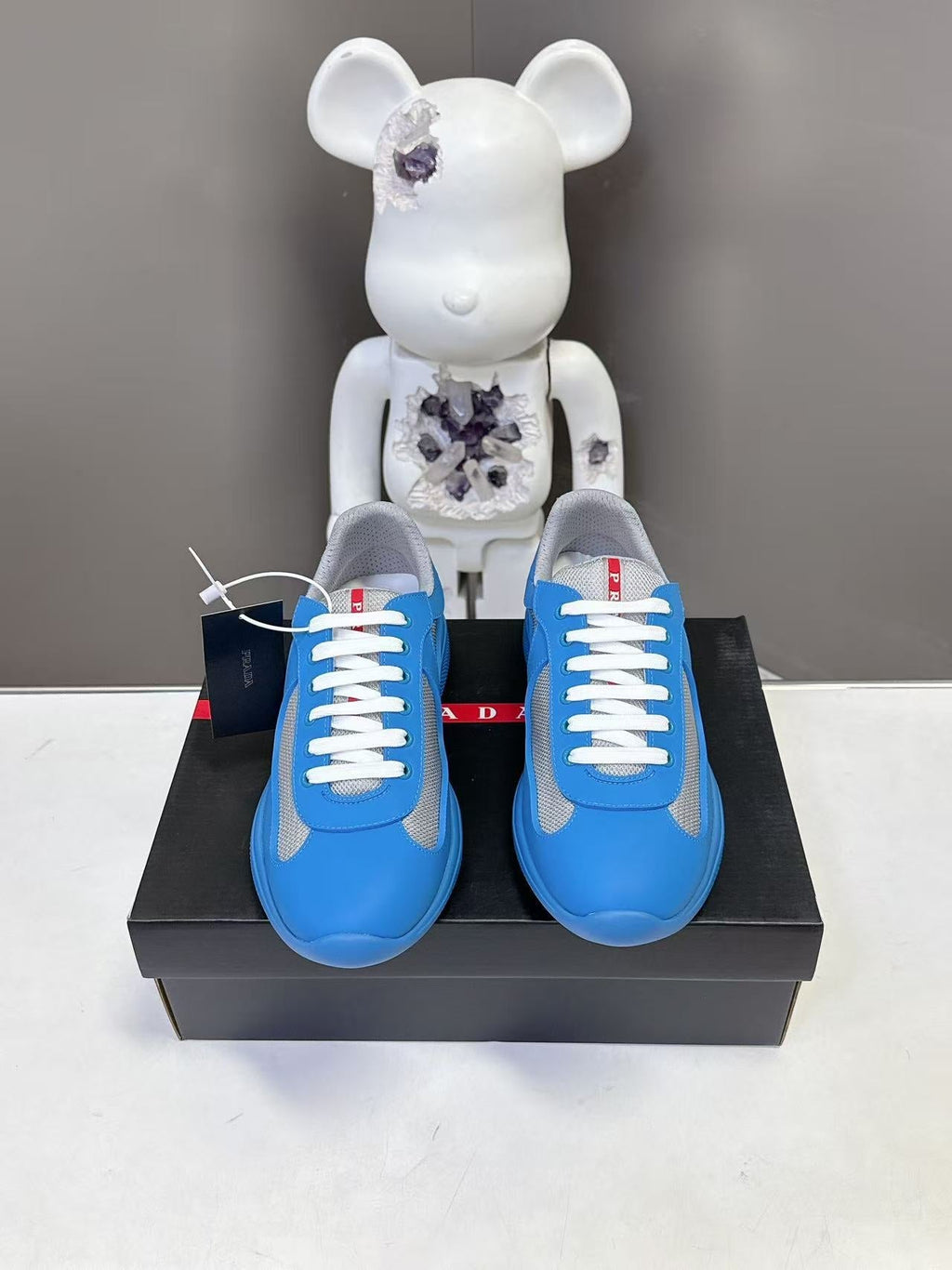 Prad America's Cup Logo Tag Sneakers Dark Blue Soft Rubber & Bike Fabric 951917