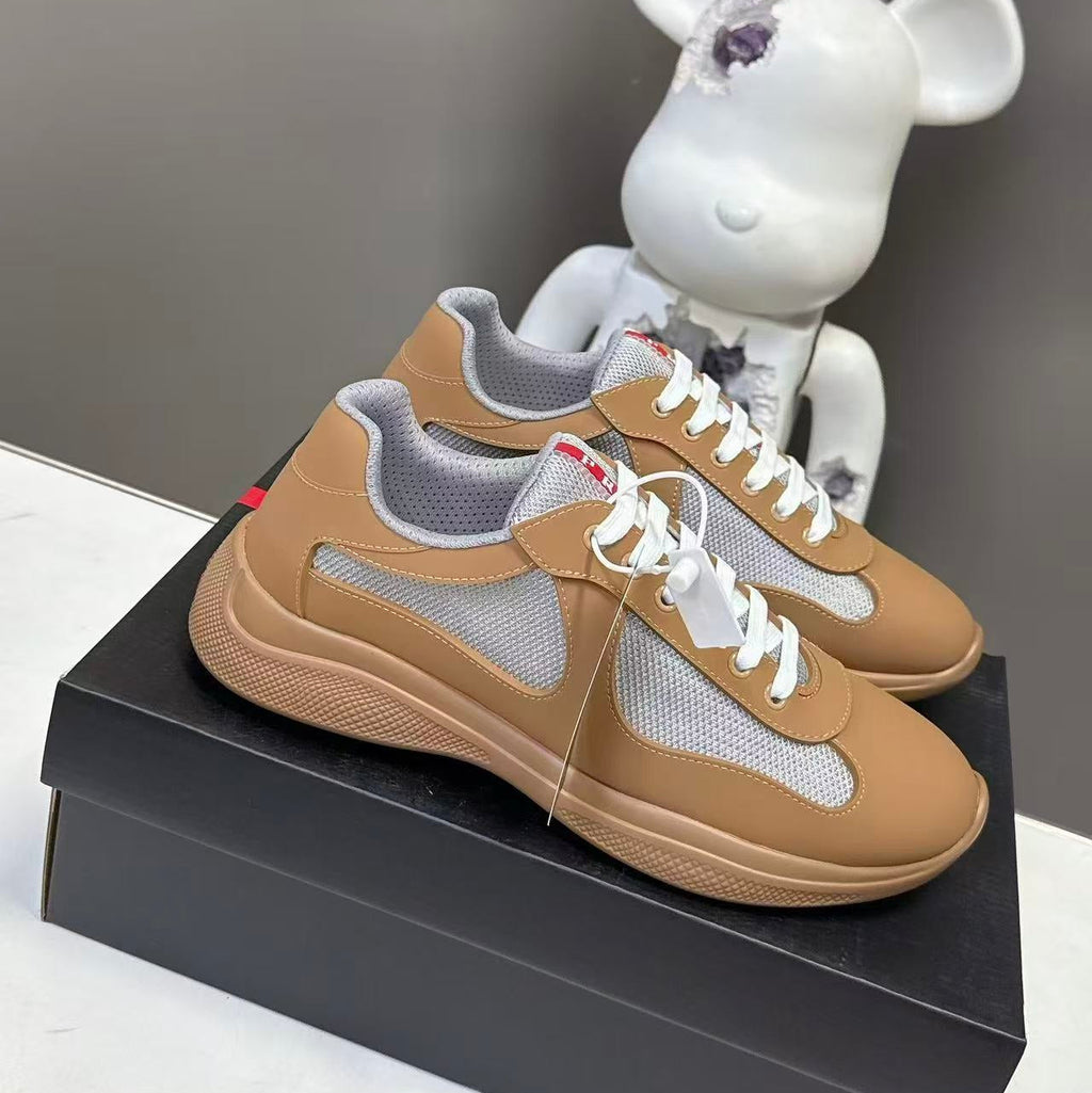 Prad America's Cup Logo Tag Sneakers Light Brown Soft Rubber & Bike Fabric 951913