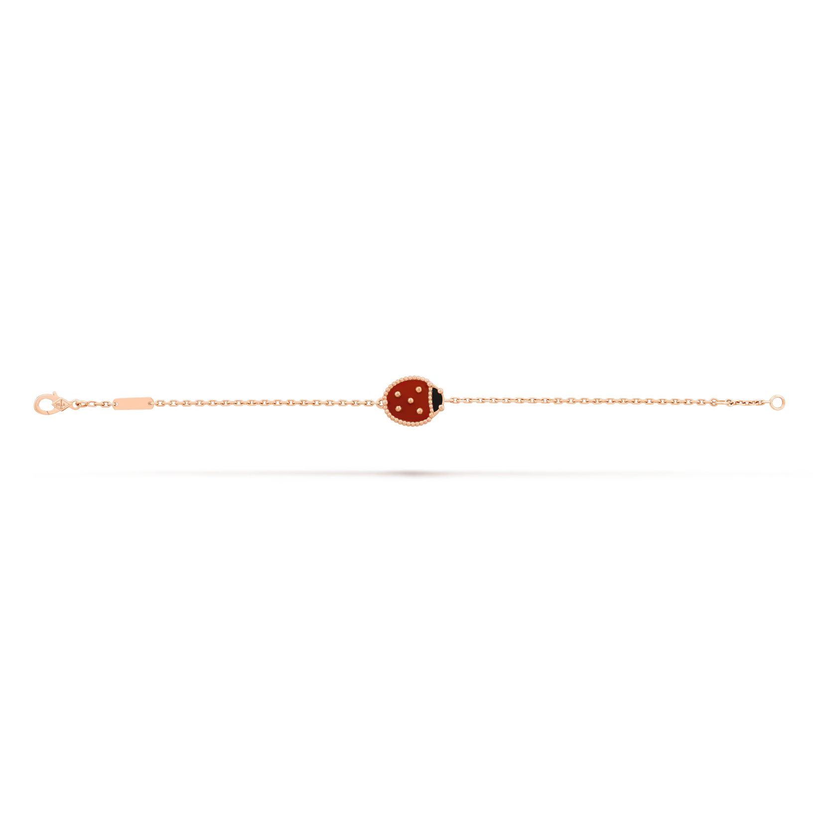 Lucky Spring bracelet, closed wings ladybug, onyx, carnelian