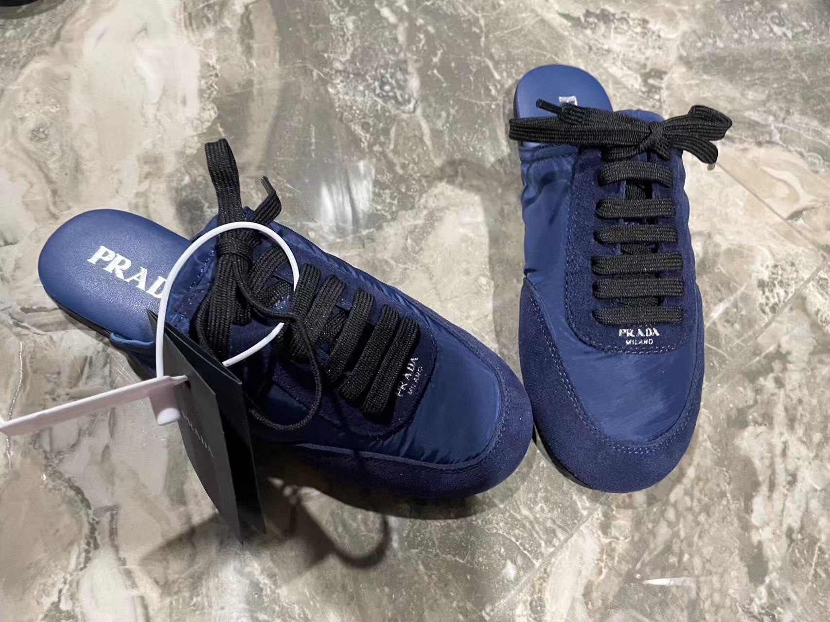 PRA 26S Mule Sneaker Dark Blue Suede Canvas