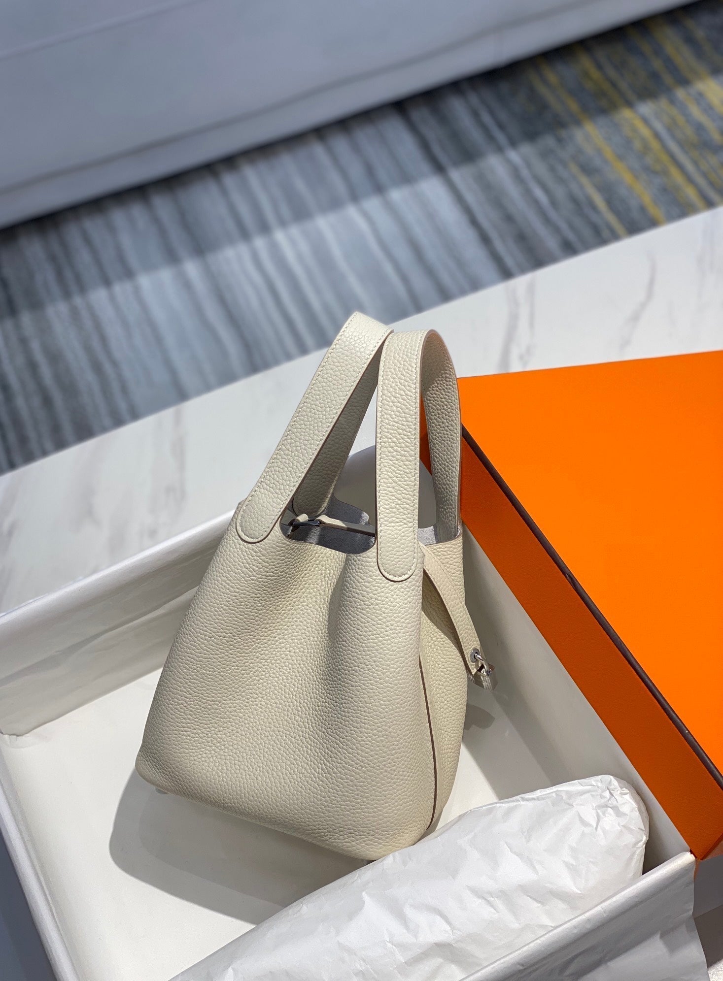 HERMES picotin lock 18 ivory togo shw