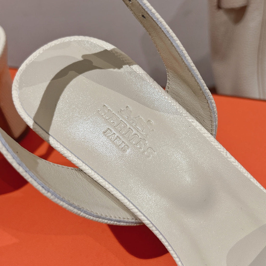 HERMES SLINGBACK SANDAL ETERNITE 75 CREAMY WHITE LAMBSKIN