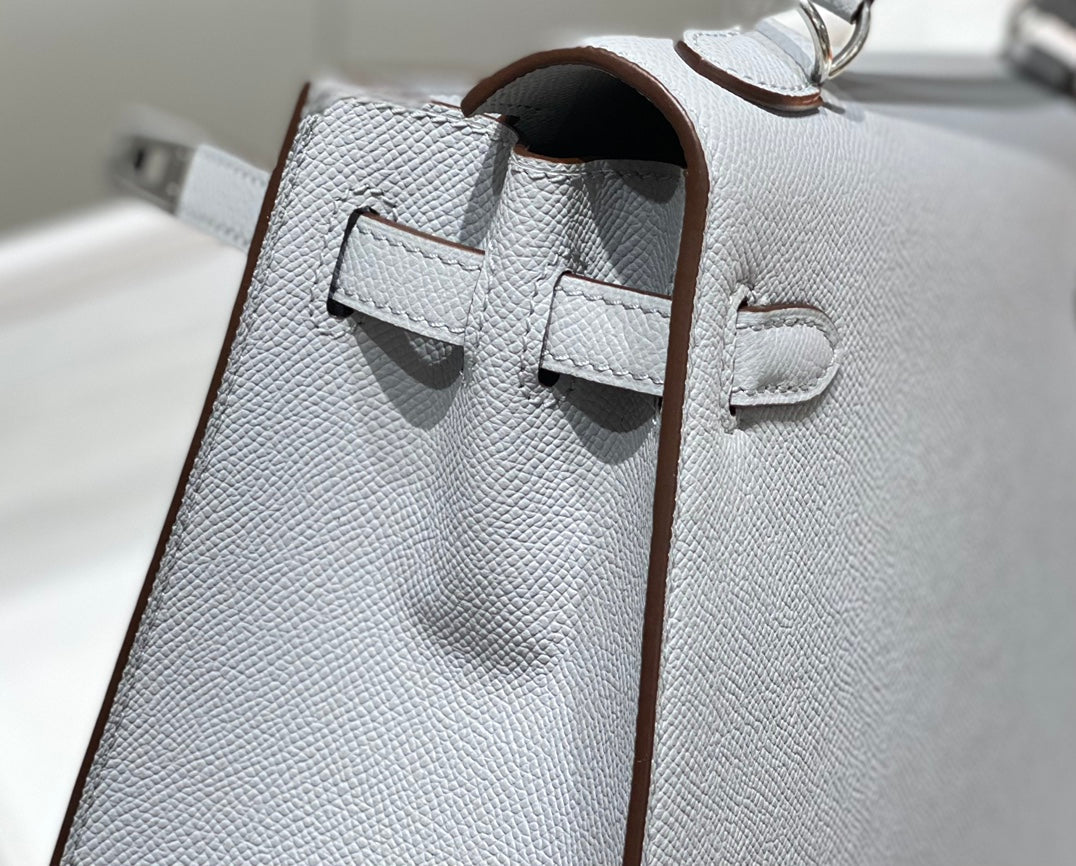 HERMES KELLY 25CM IN GRIS PERLE EPSOM CALFSKIN PALLADIUM HARDWARE