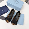 Prada 26s Bow Ballet Flats Leopard Horse Hair 624085