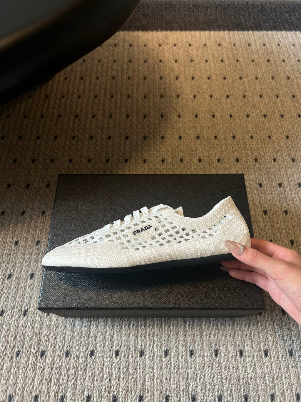 Prada 26s Collapse Sneakers White Crochet Laced 726977